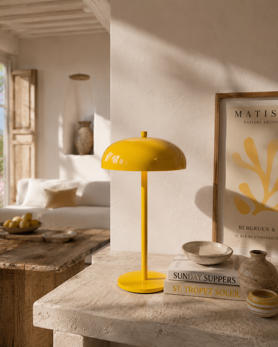 Lampe de Table Sans fil Champignon en Métal Vintage | VINI
