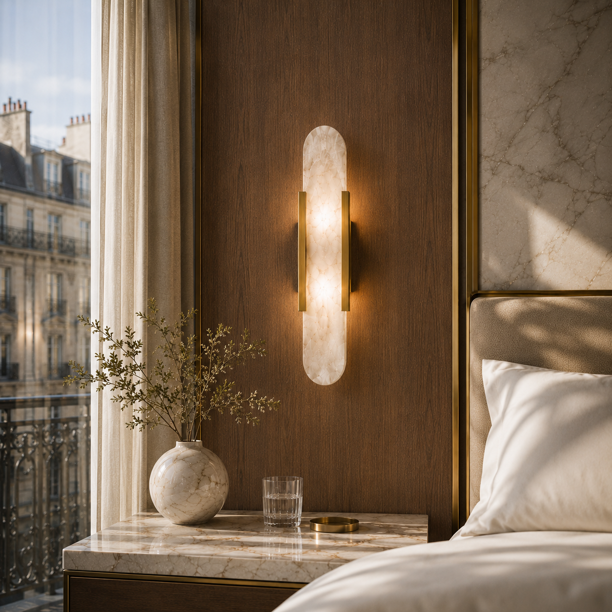 Applique Murale en Albâtre Dorée LED | ALBA
