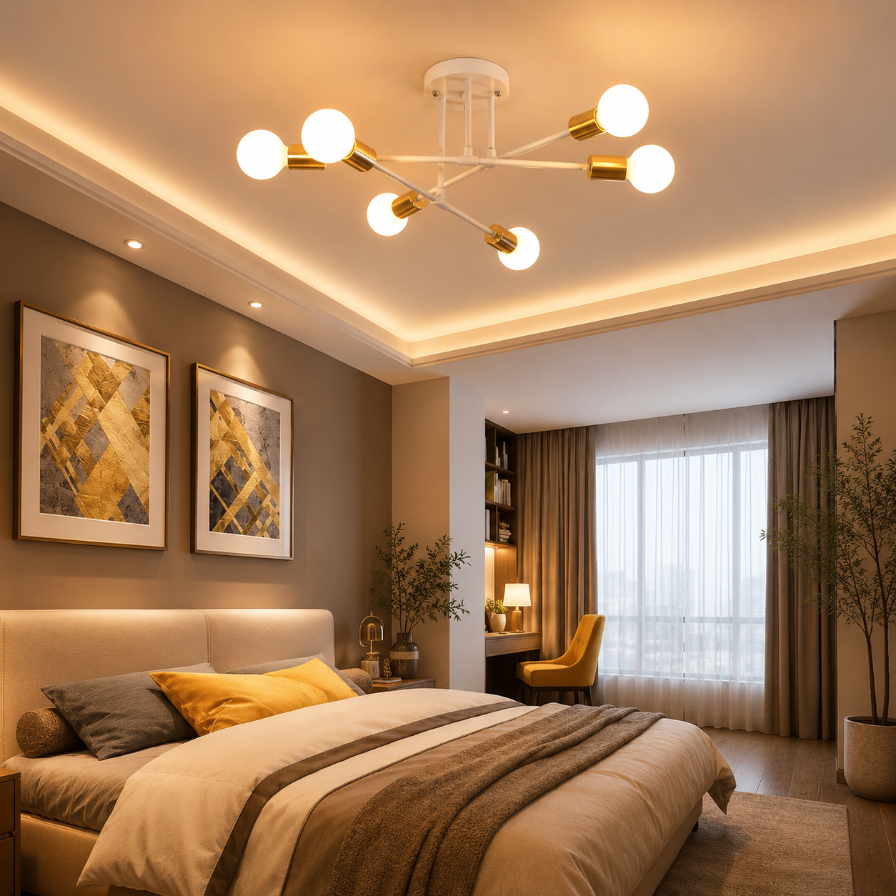 Plafonnier Design Dorée Led | MINGO
