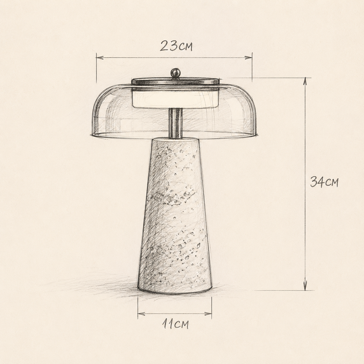 Lampe à Poser en Verre et Travertin | BOTA