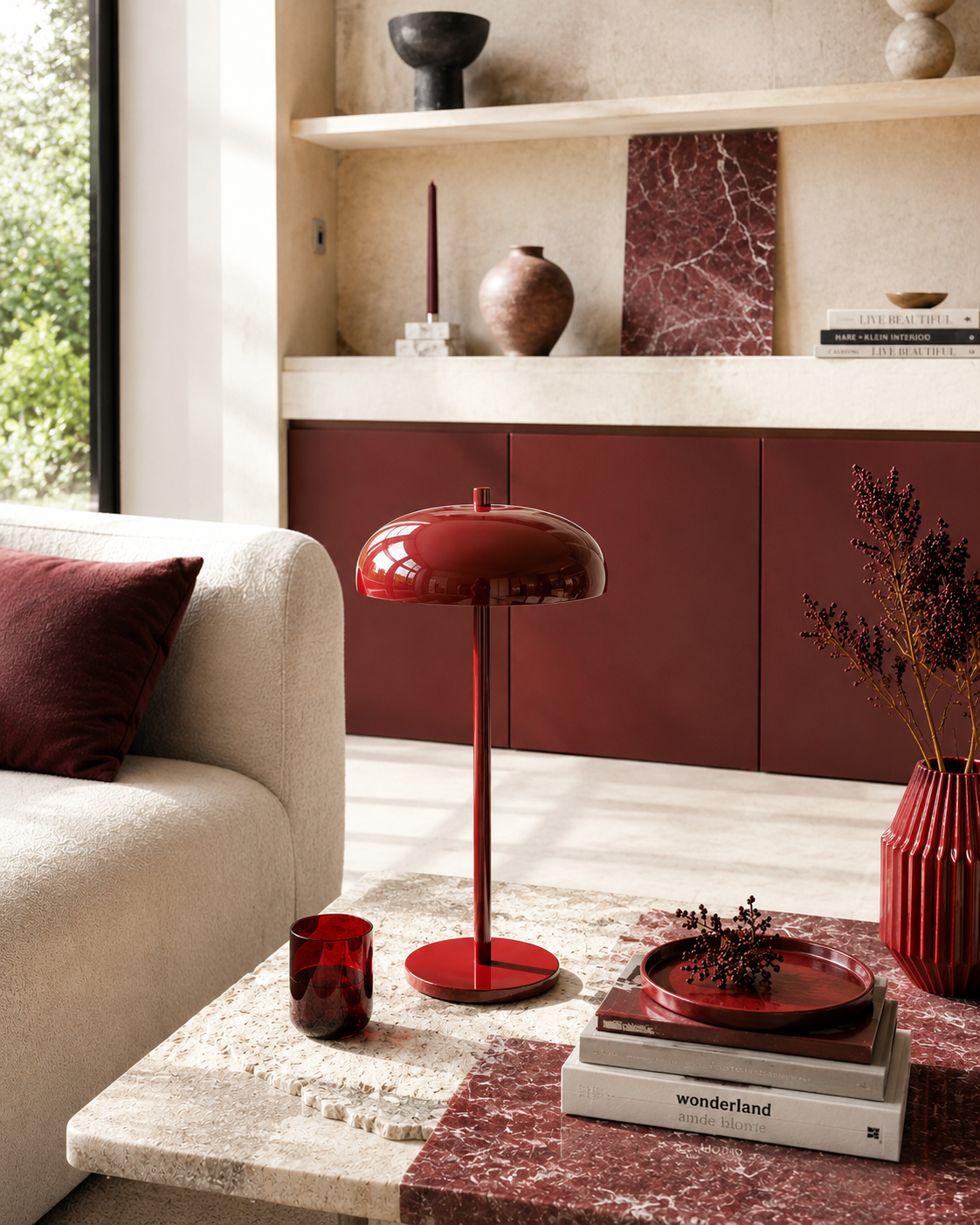 Lampe de Table Sans fil Champignon en Métal Vintage | VINI