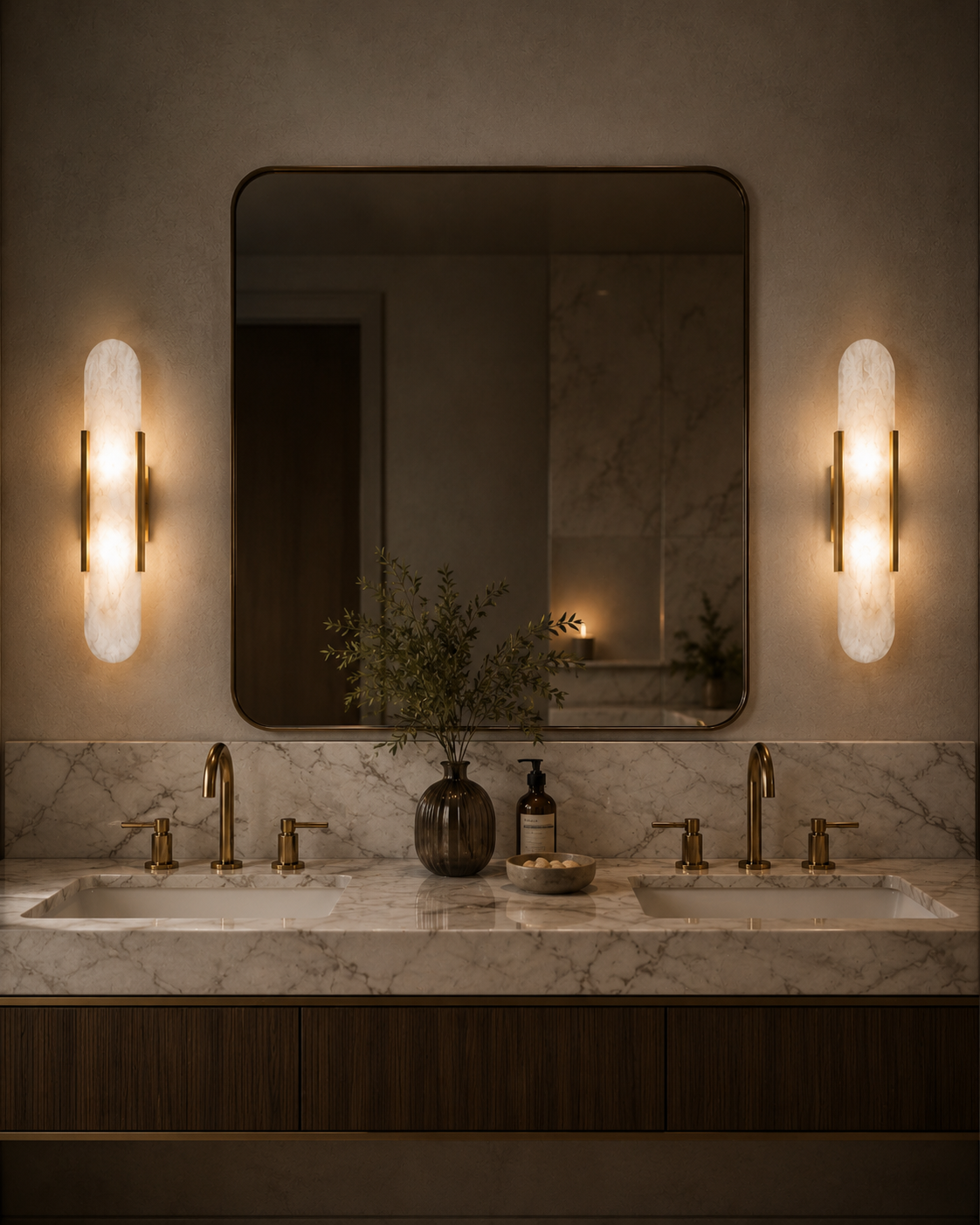 Applique Murale en Albâtre Dorée LED | ALBA