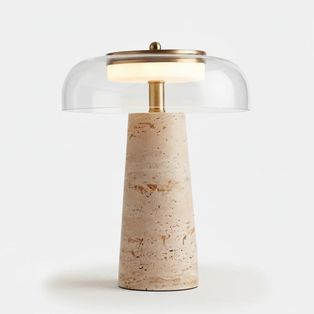 Lampe à Poser en Verre et Travertin | BOTA